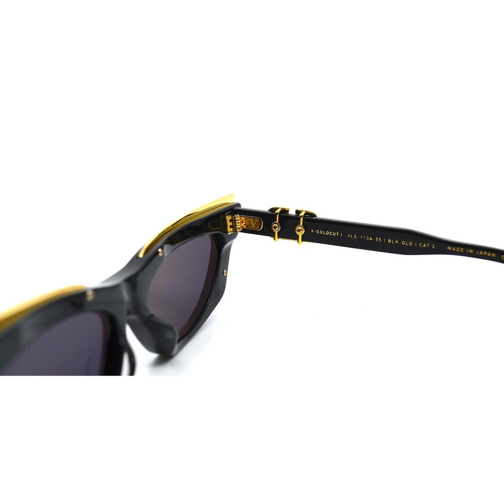 NEW VALENTINO GOLDCUT VLS-113A-55 BLACK GREY LENS SUNGLASSES AUTHENTIC - Picture 12 of 15